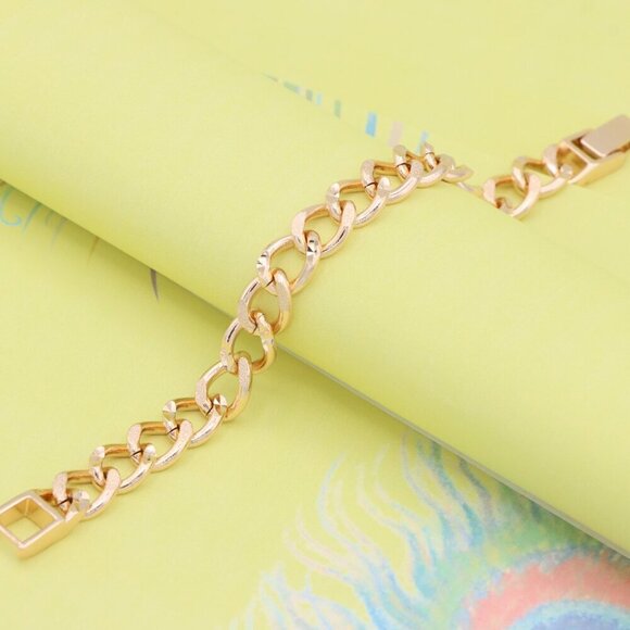 "Bold Textured Chain Rose Gold Bracelet in High Polish Finish, XPBL0993 - Picture 4 of 12